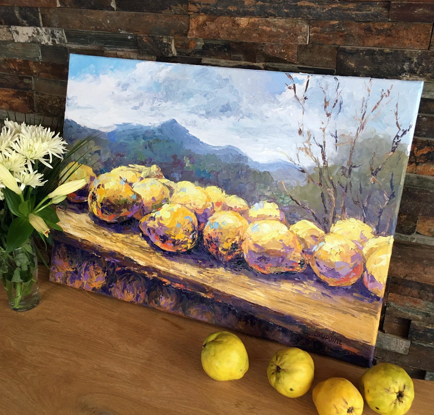 Quince oil painting