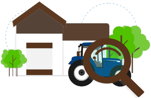 Дом трактор и лупа