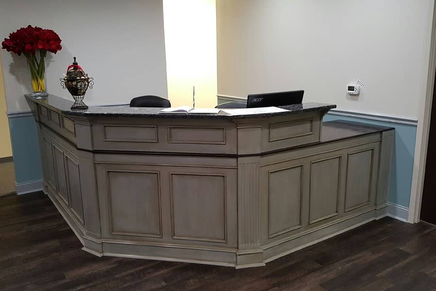 Reception desk in distressed chalk paint