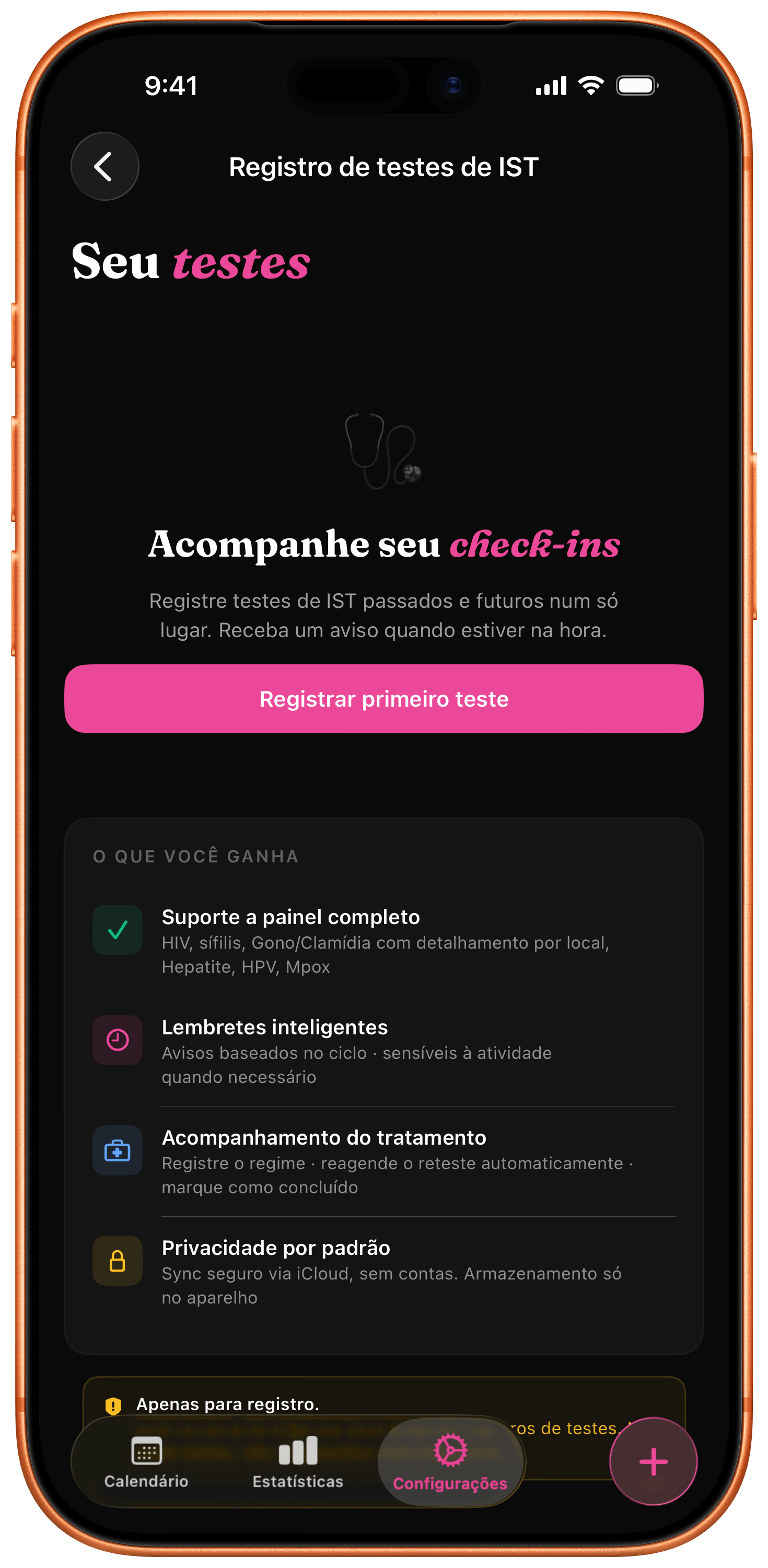 Registro de testes de IST