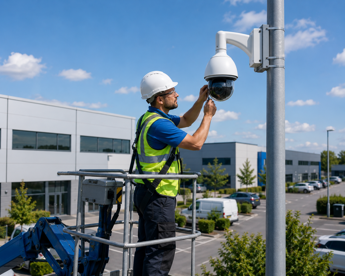 WESEC security engineer checking and maintaining a CCTV system