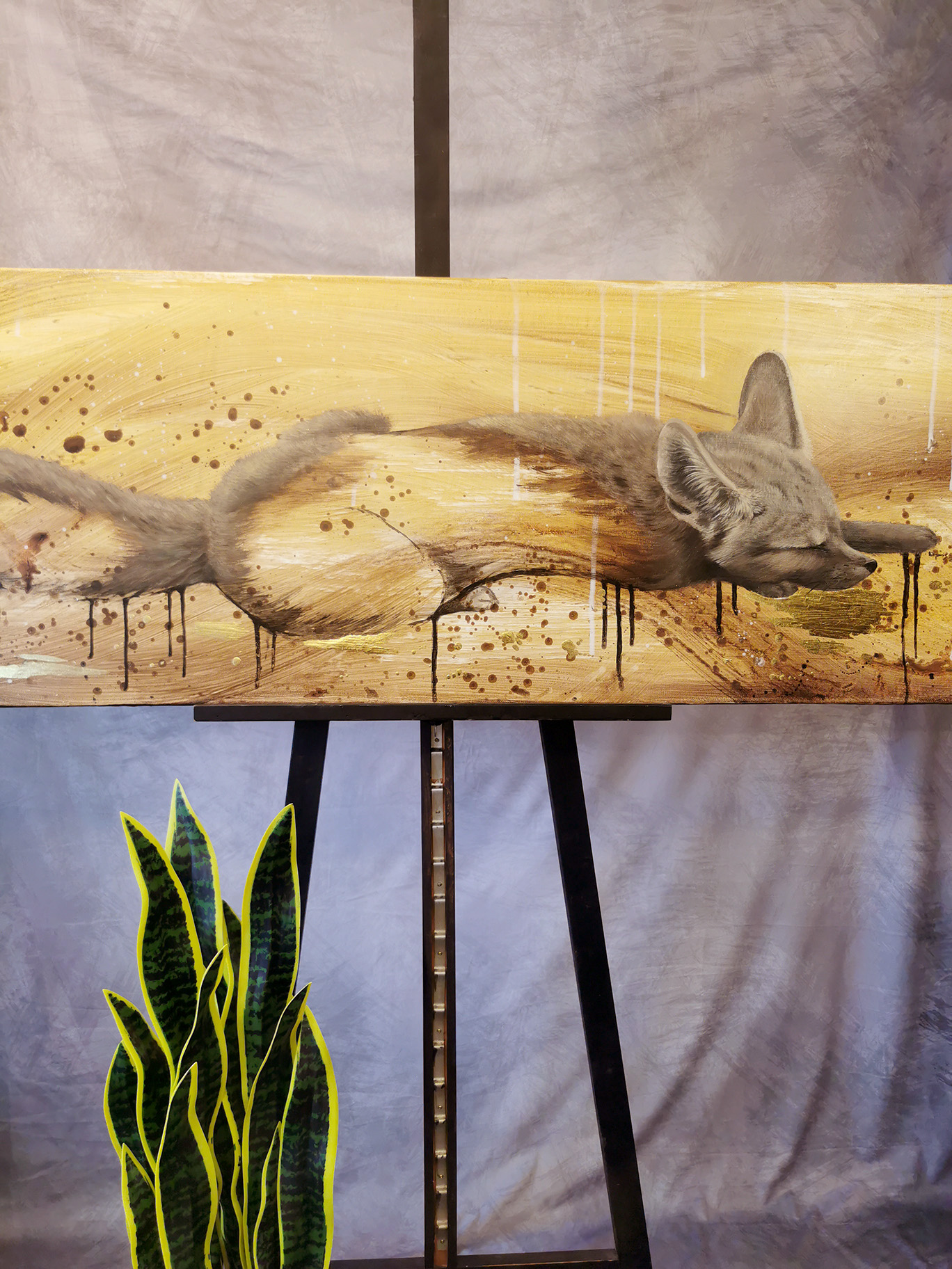 Wüstenfuchs Gemälde Original – Stille Weite und Anpassung an die Natur