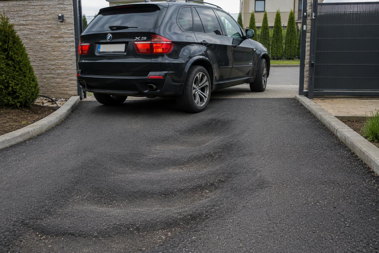 Хлътване на асфалт в зона с повтарящо се автомобилно натоварване