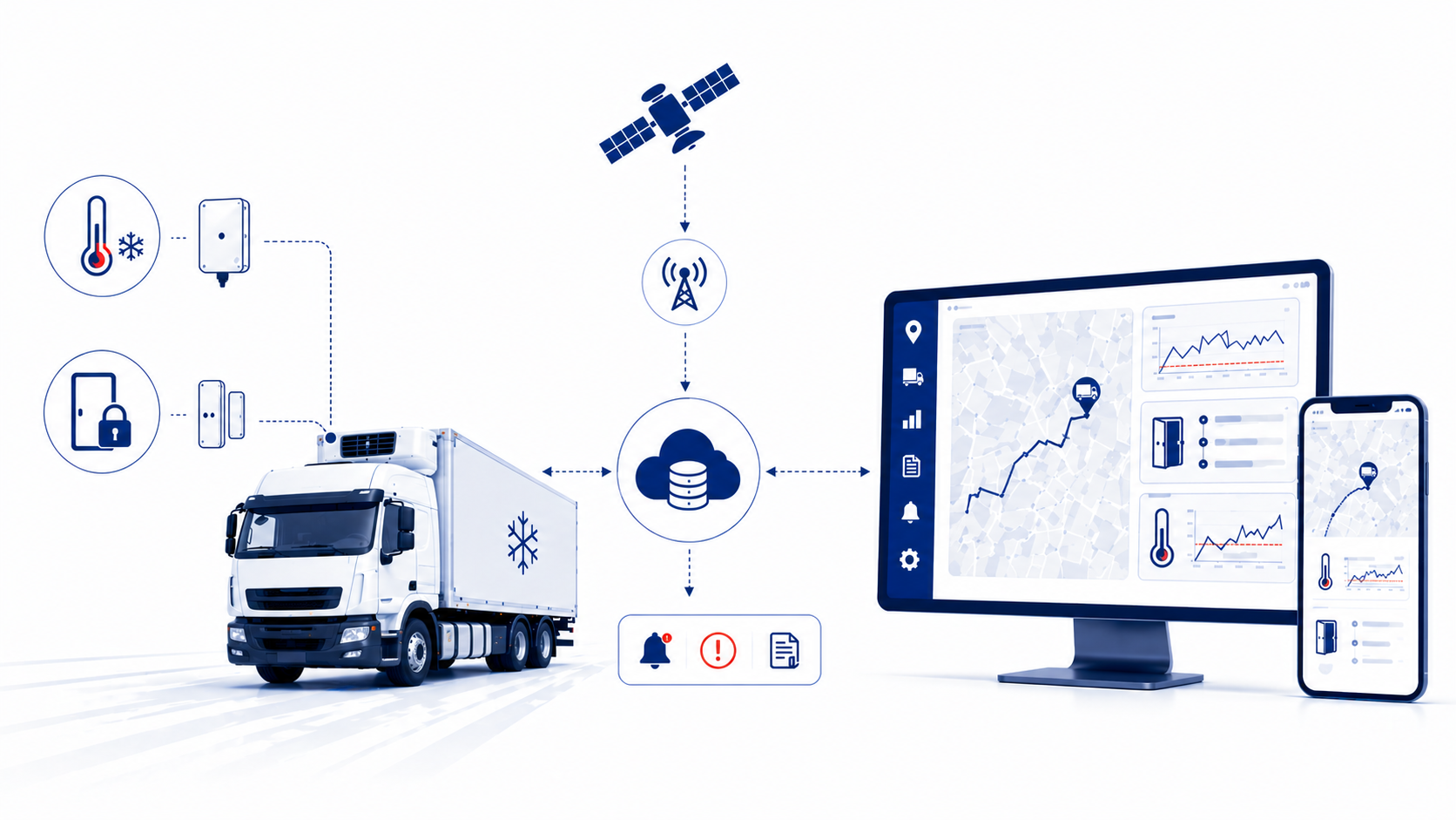 Digitales Monitoring der Kühlkette mit Temperaturdaten, Zugriffskontrolle und vollständiger Dokumentation in der Frischelogistik