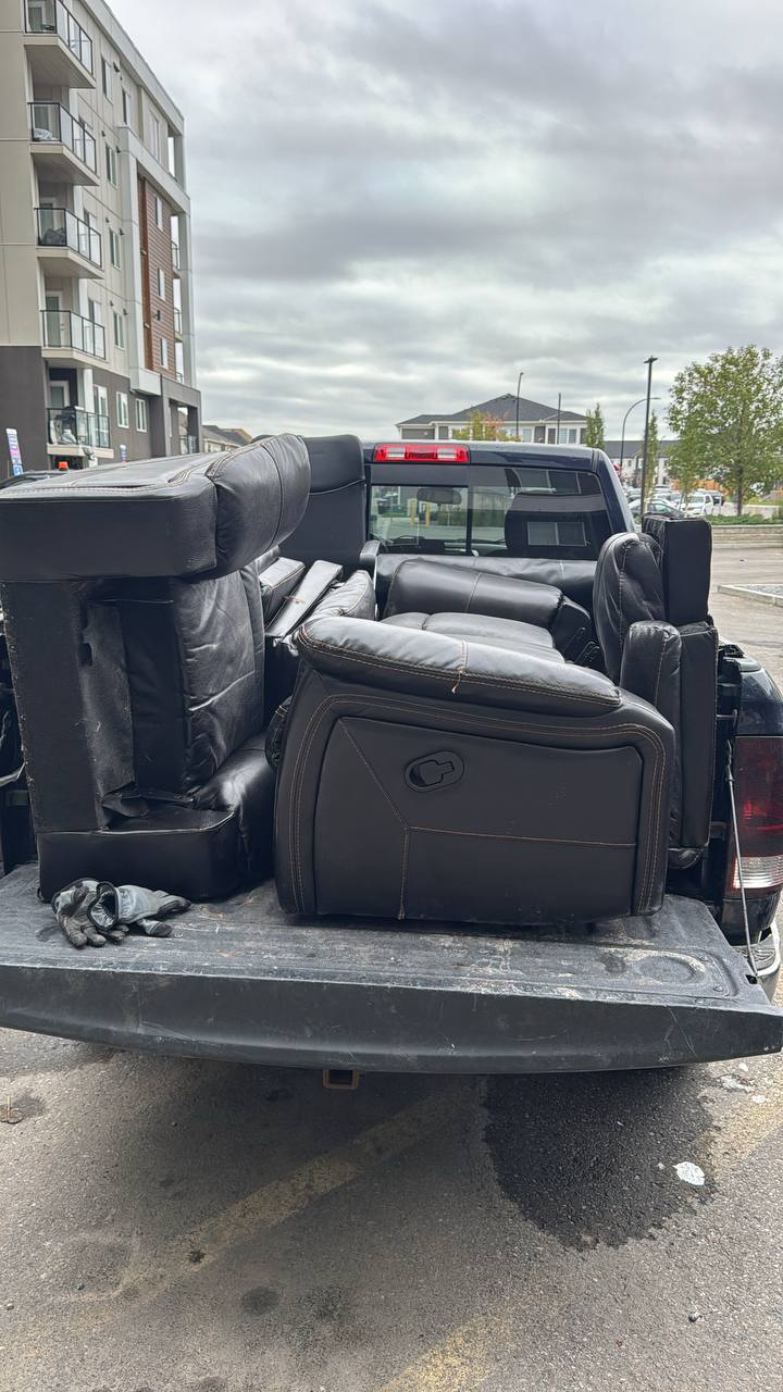 Pickup truck loaded with junk ready for landfill