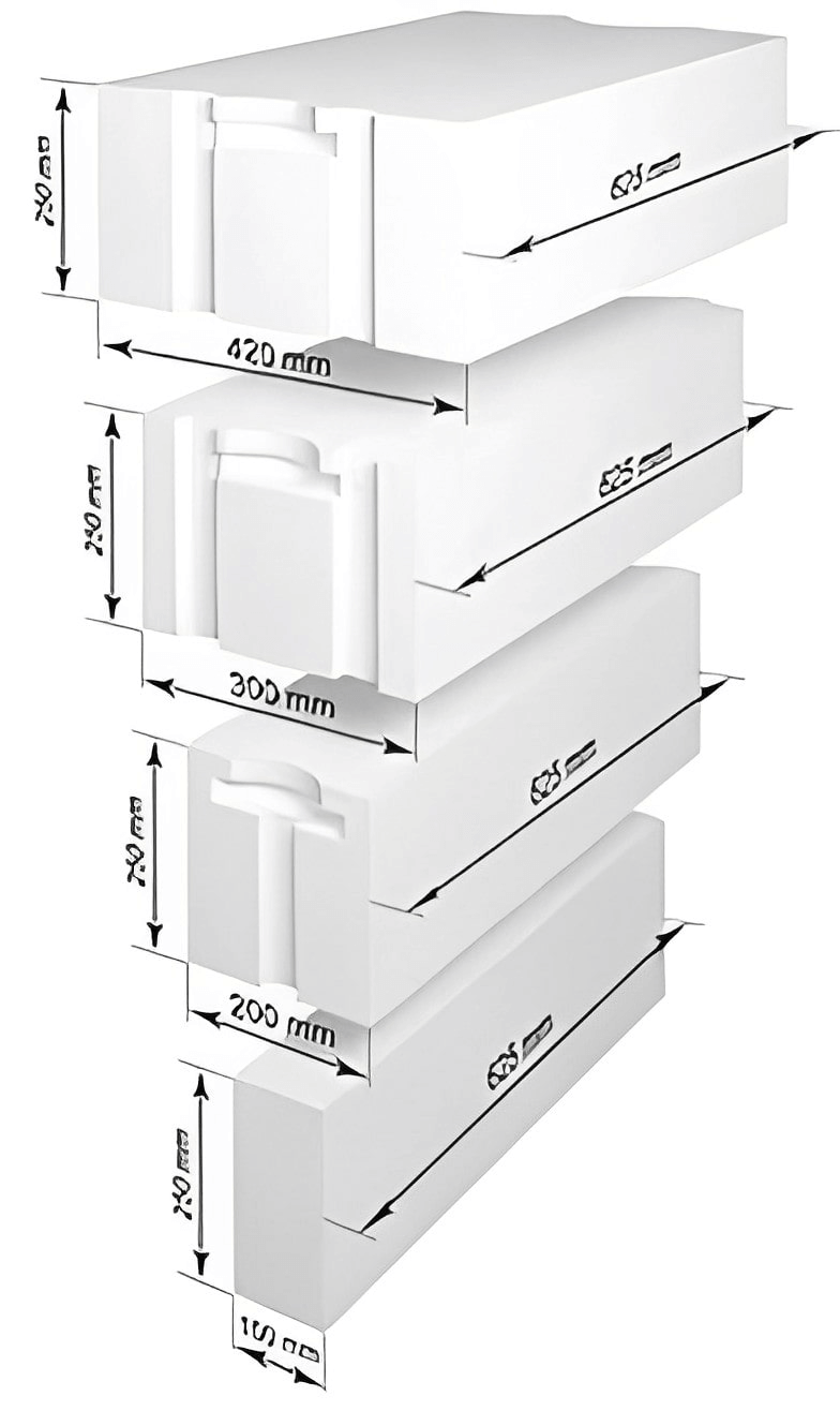 bloques de hormigón celular esterilizados en autoclave de varios tamaños