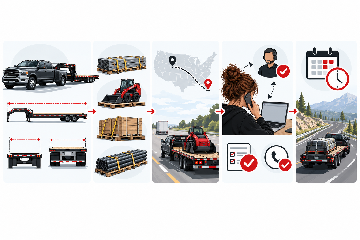 Hotshot dispatch flow centered on equipment capacity, load dimensions, deadhead, broker verification and timing