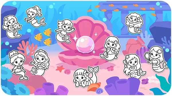 Mermaid lagoon coloring page