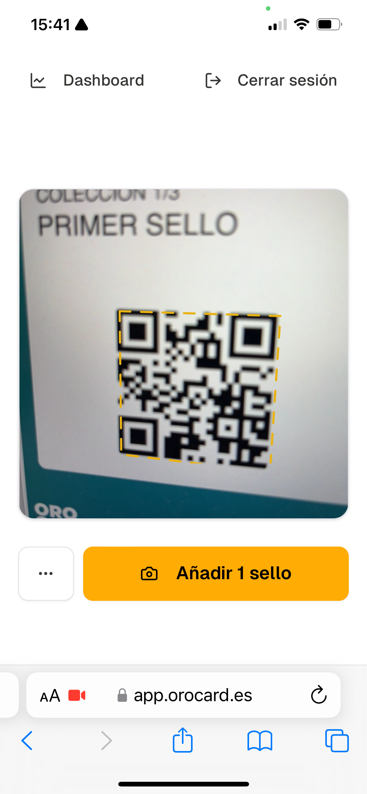 QR del cliente dentro de la ventana de la cámara