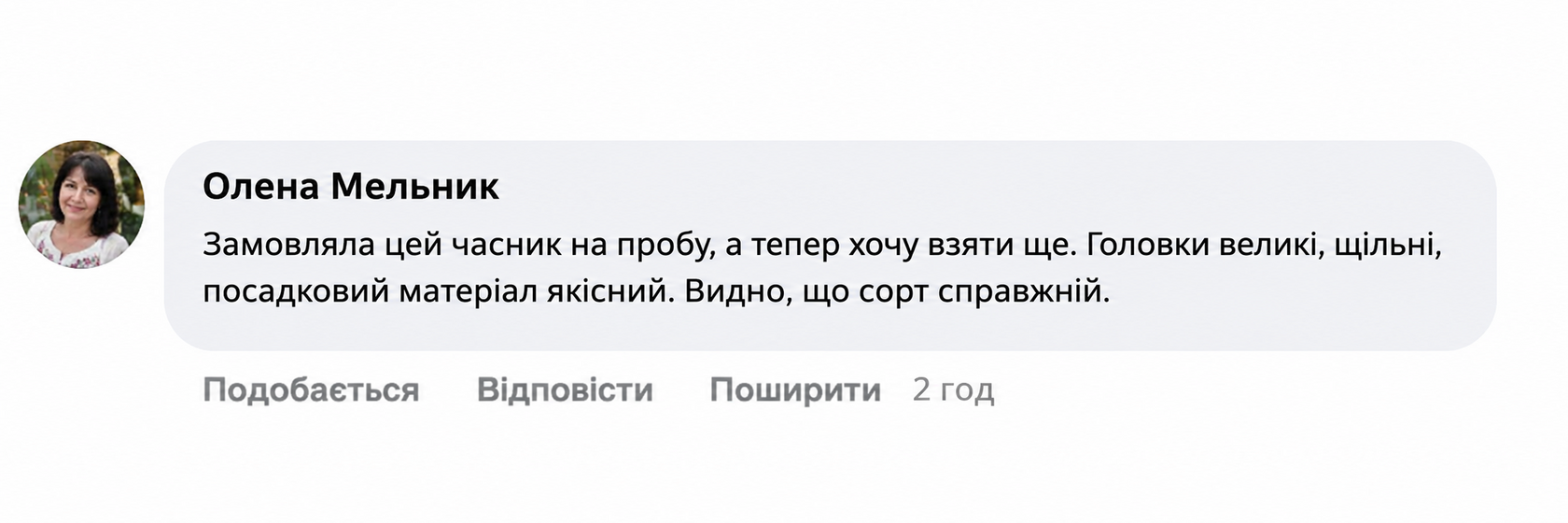 Відгук про Харківський фіолетовий часник