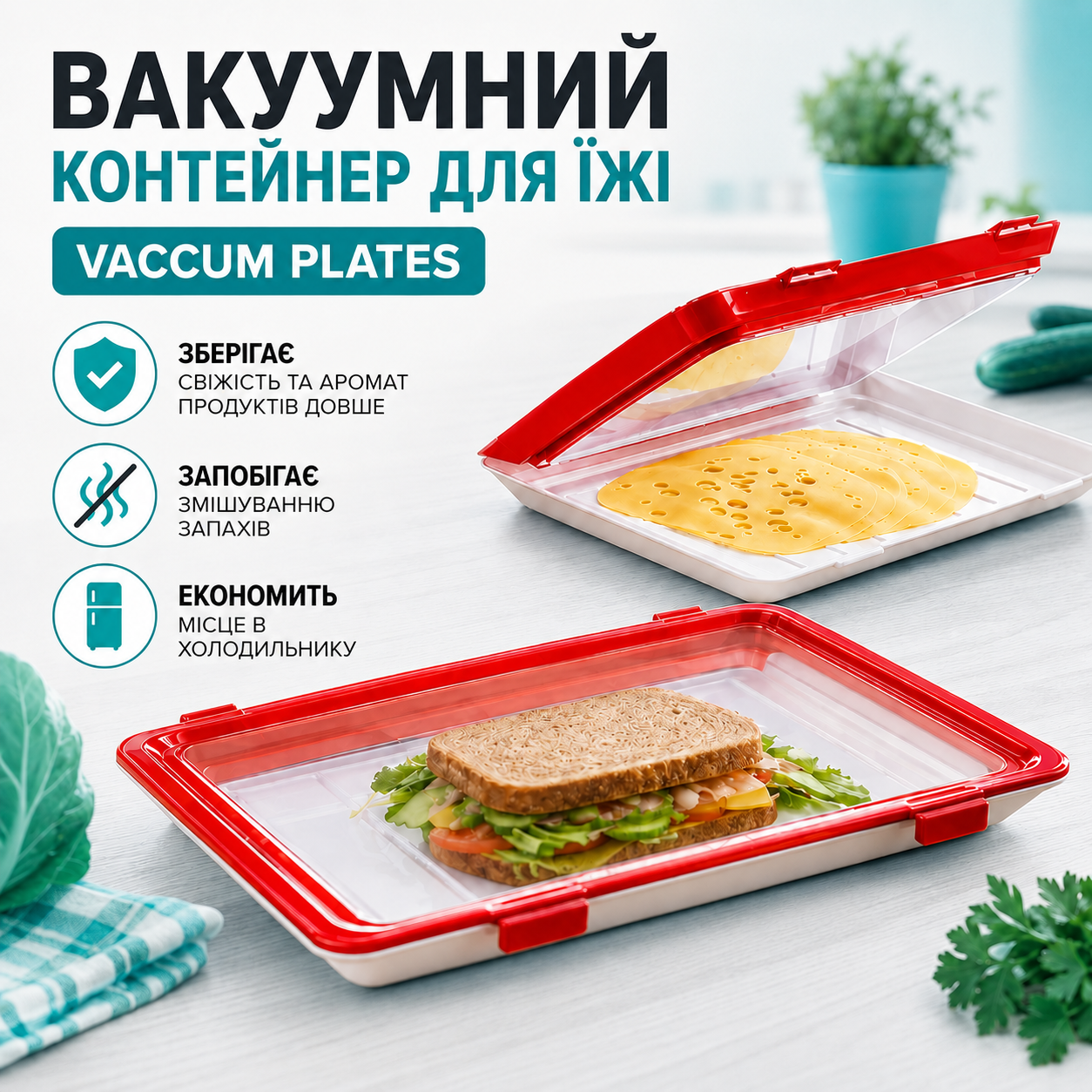 Вакуумний контейнер для їжі VACCUM PLATES