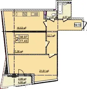 2-комнатные планировка Costa Fontana — вариант 7