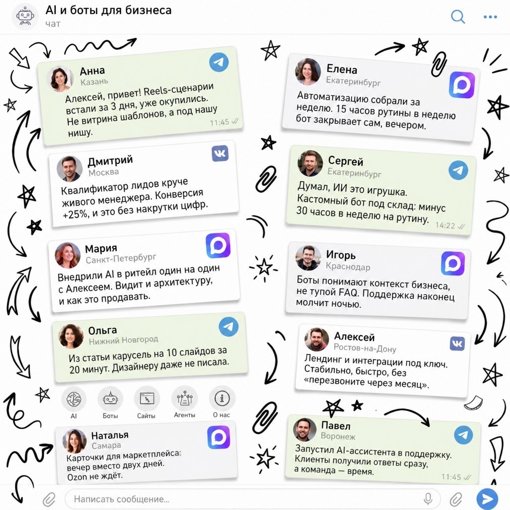 Отзывы клиентов в Telegram, VK и Max