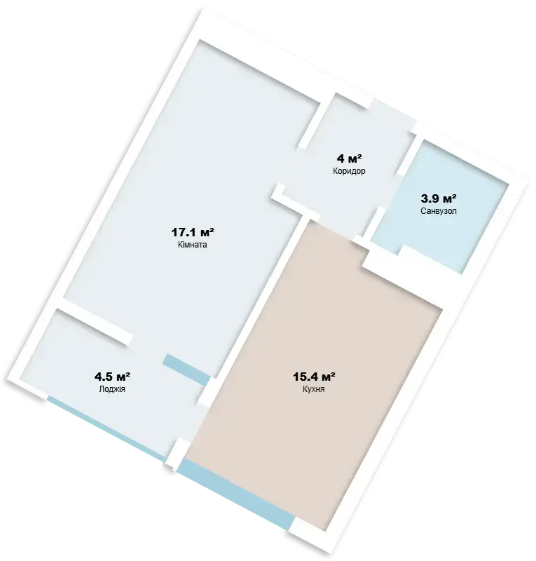 1-кімнатна квартира в ЖК Монблан — планування 2