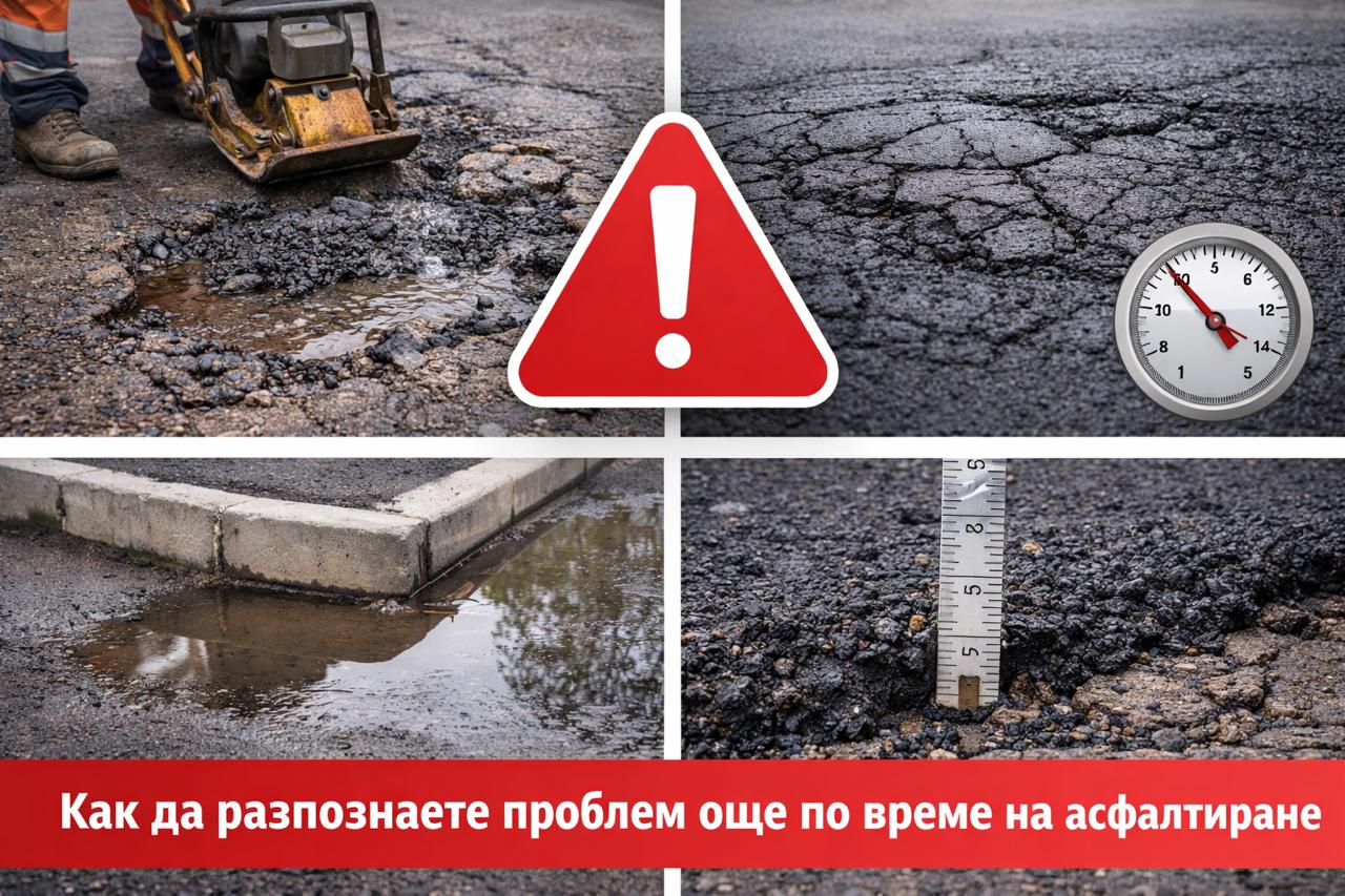 Как да разпознаете проблем при асфалтиране – визуални дефекти като напукване, задържане на вода и лошо уплътняване