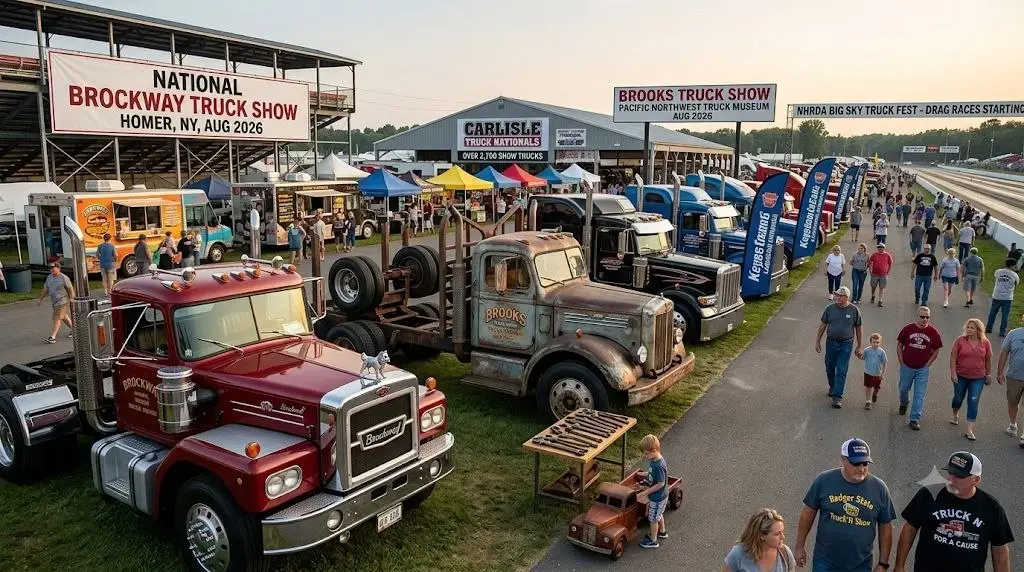 Custom show trucks and classic rigs gathered at an August truck show festival