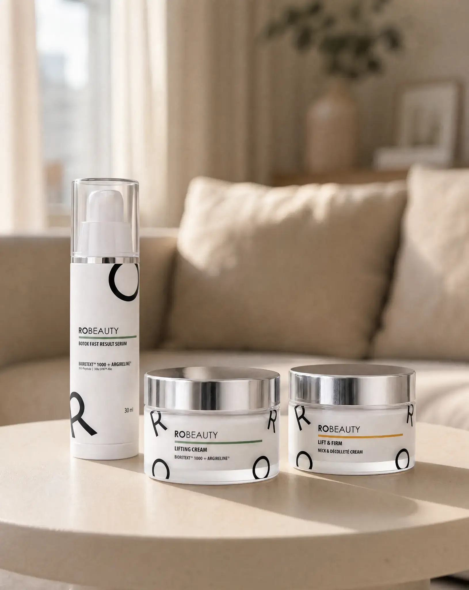 Триступенева система ROBEAUTY — сироватка, крем для обличчя, крем для шиї