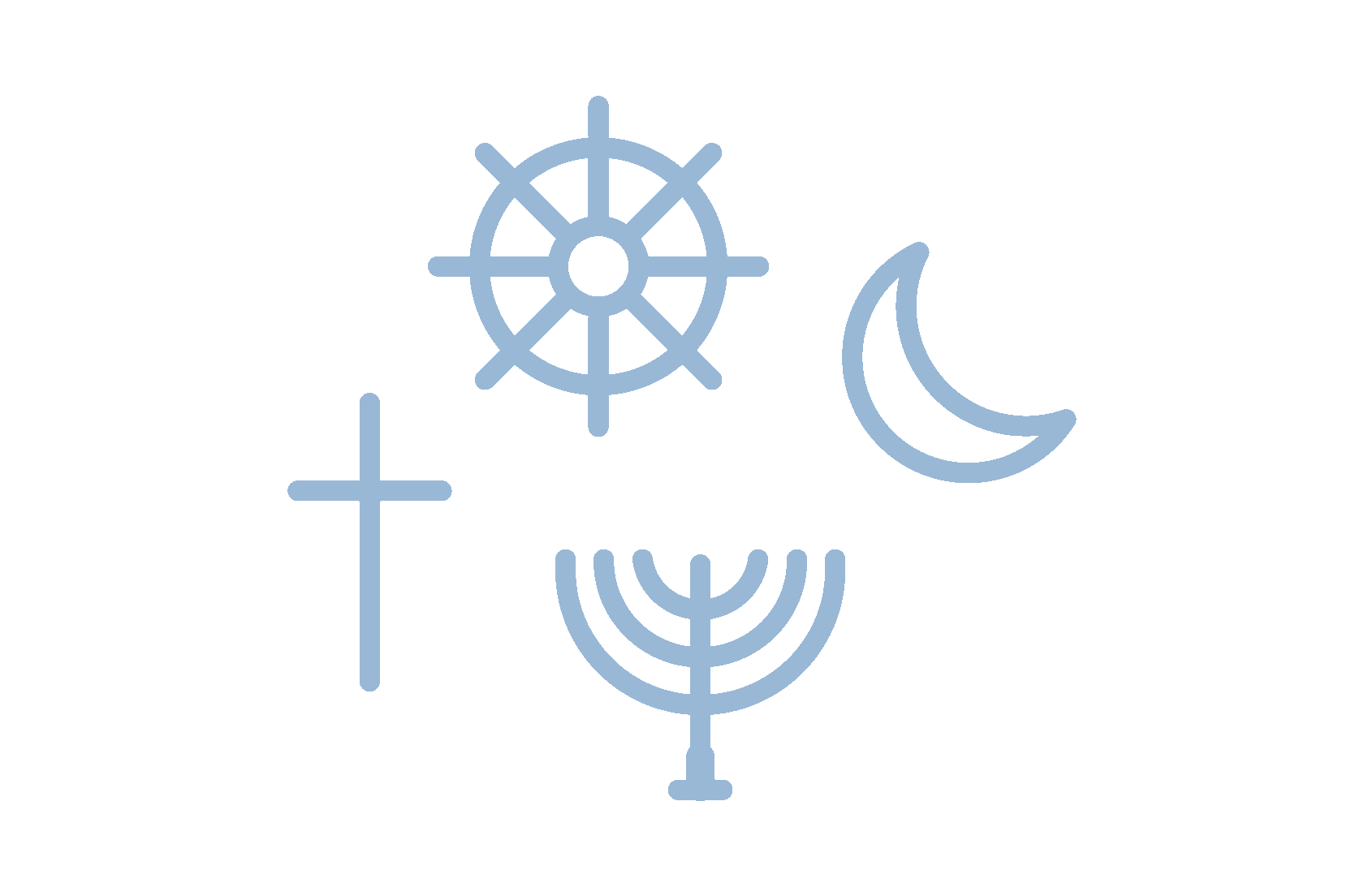 imagen de distintos signos religiosos haciendo referencia a la capilla multiconfesional