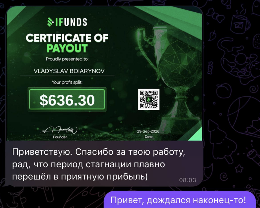 iFunds Certificate of Payout $636.30