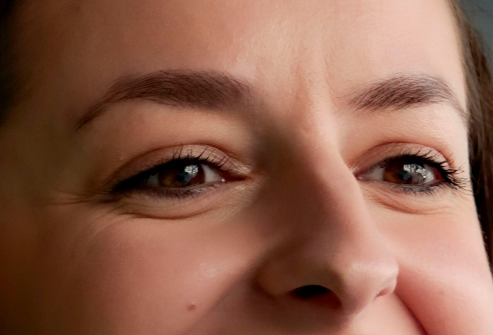 Powder brows healed result — soft shaded eyebrow look
