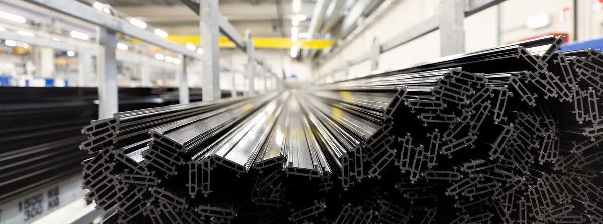 Aluminium profile stock in the Aluminante factory