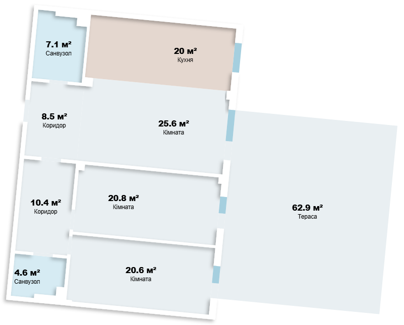 2-комнатная квартира — планировка 3