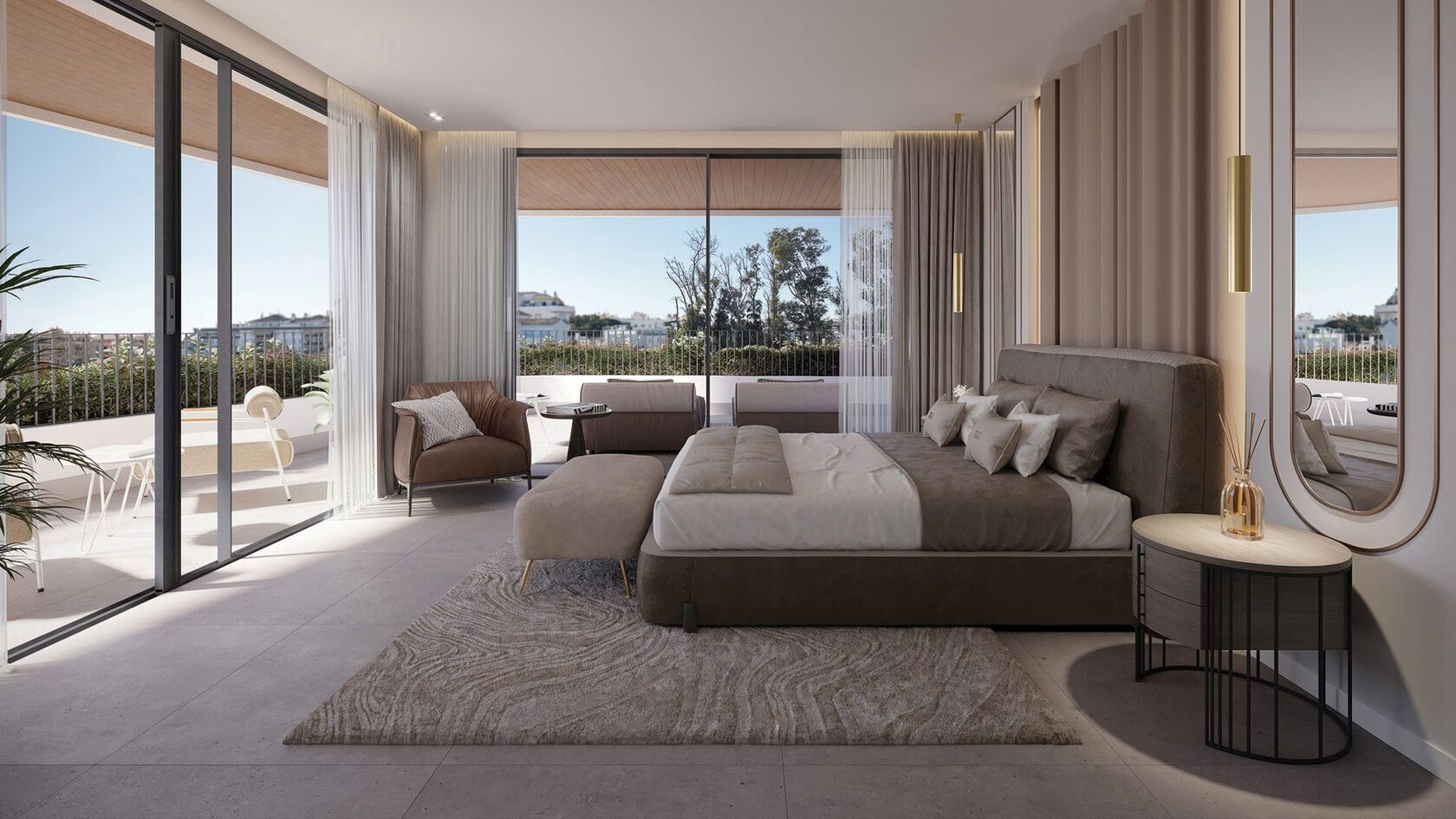Bedroom opening onto a private terrace