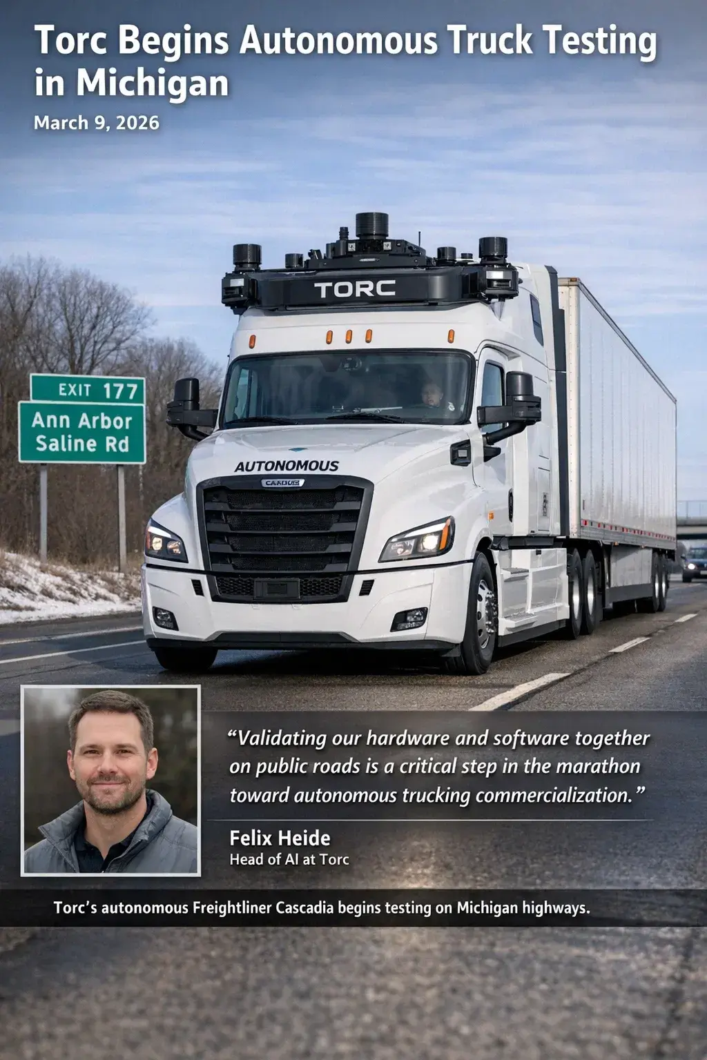 Torc autonomous truck testing