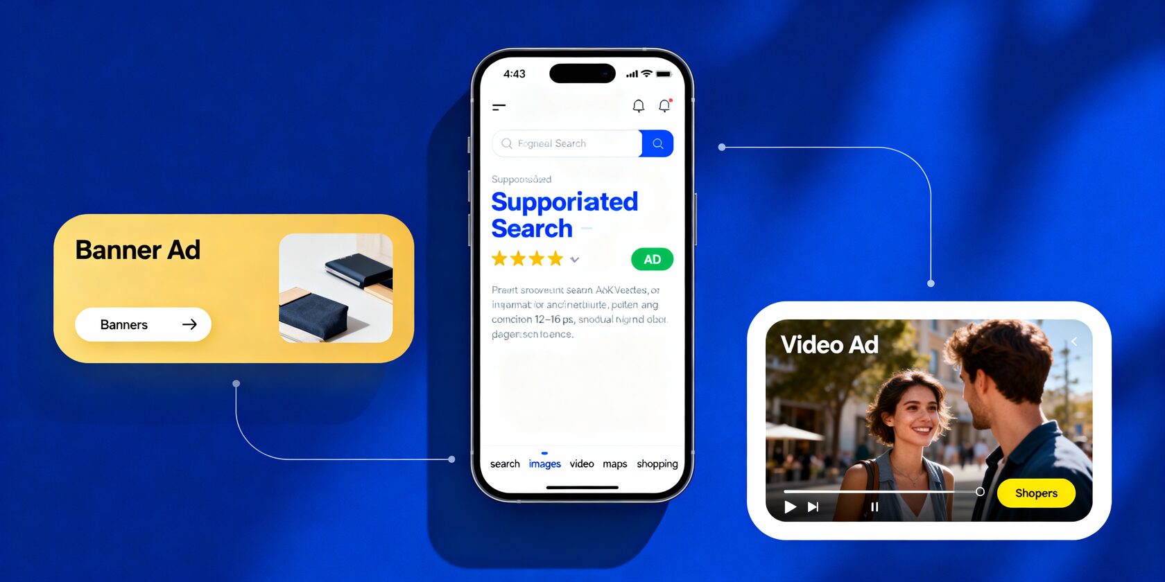 Illustration of search, banner and video advertising formats
