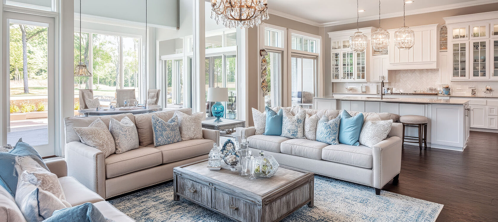 Modern organized home interior with natural light and spacious layout