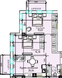 2-комнатные — вариант 9 в Пространстве на Радостной