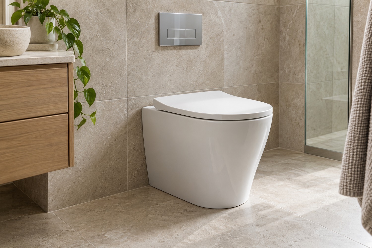 Floor-mounted pan with concealed cistern