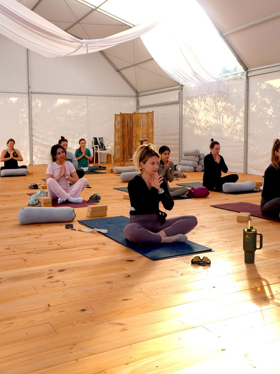 Morning yoga in the tent