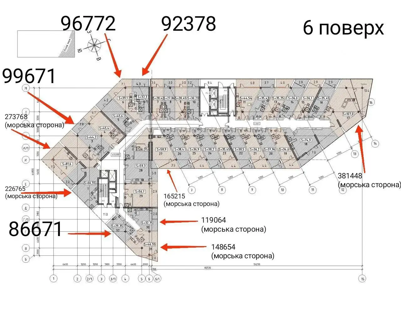 M1 Club Apartments — планування третього типу поверху