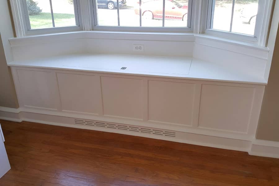 Storage bench with built-in window seat