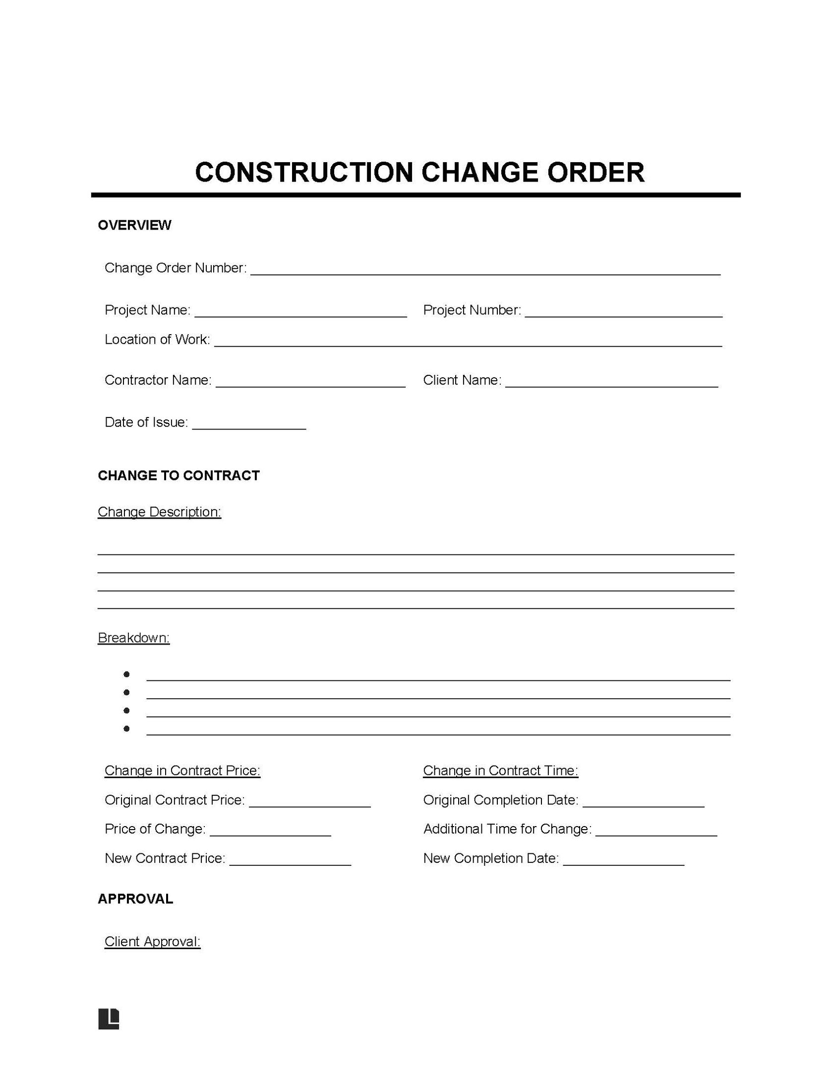 Change Order Form