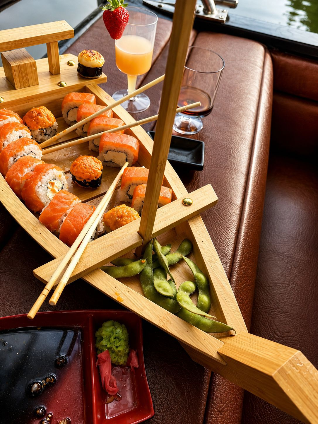 Sushi Boom boat tray with branded menu