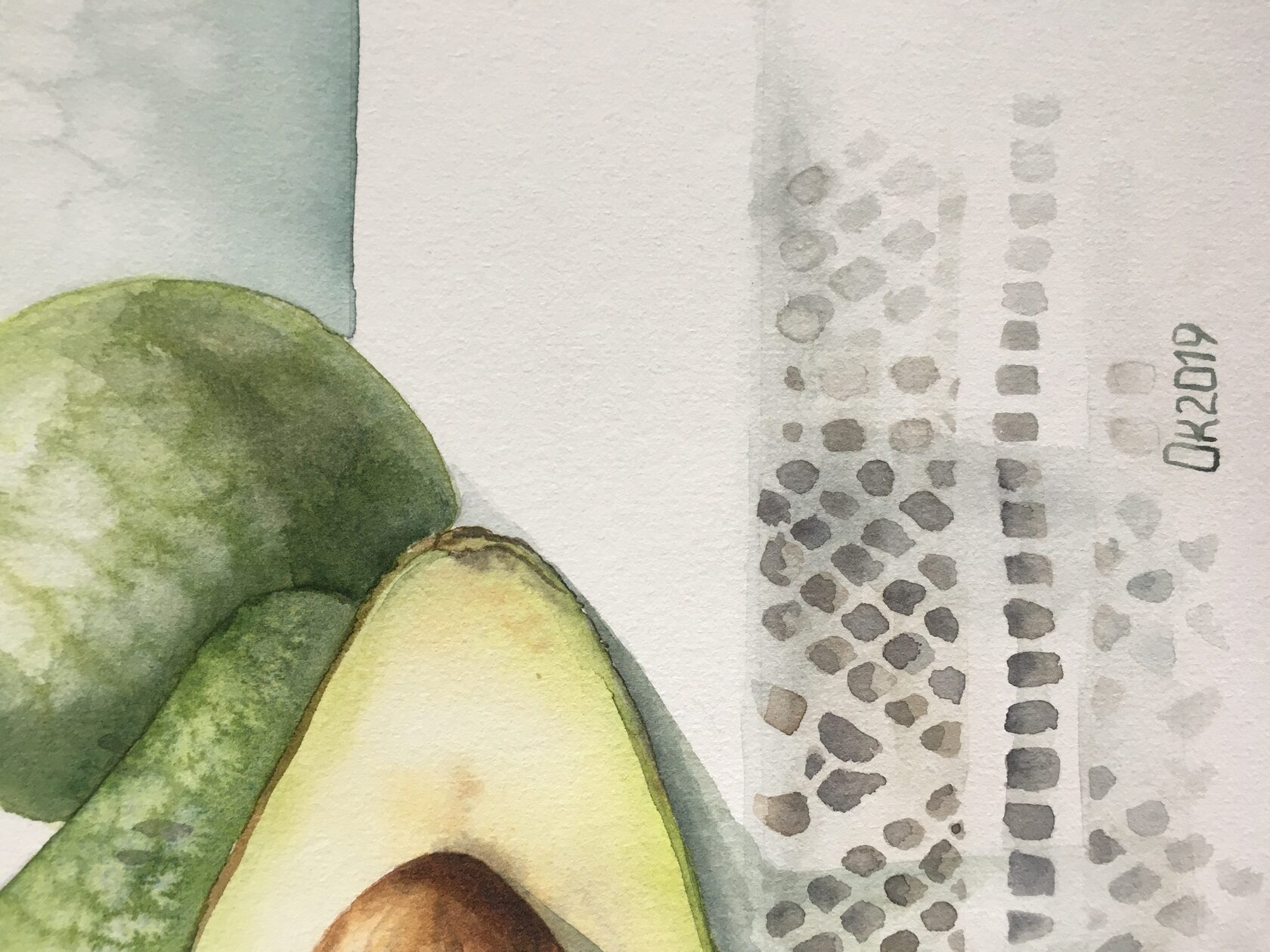 avocado watercolor painting
