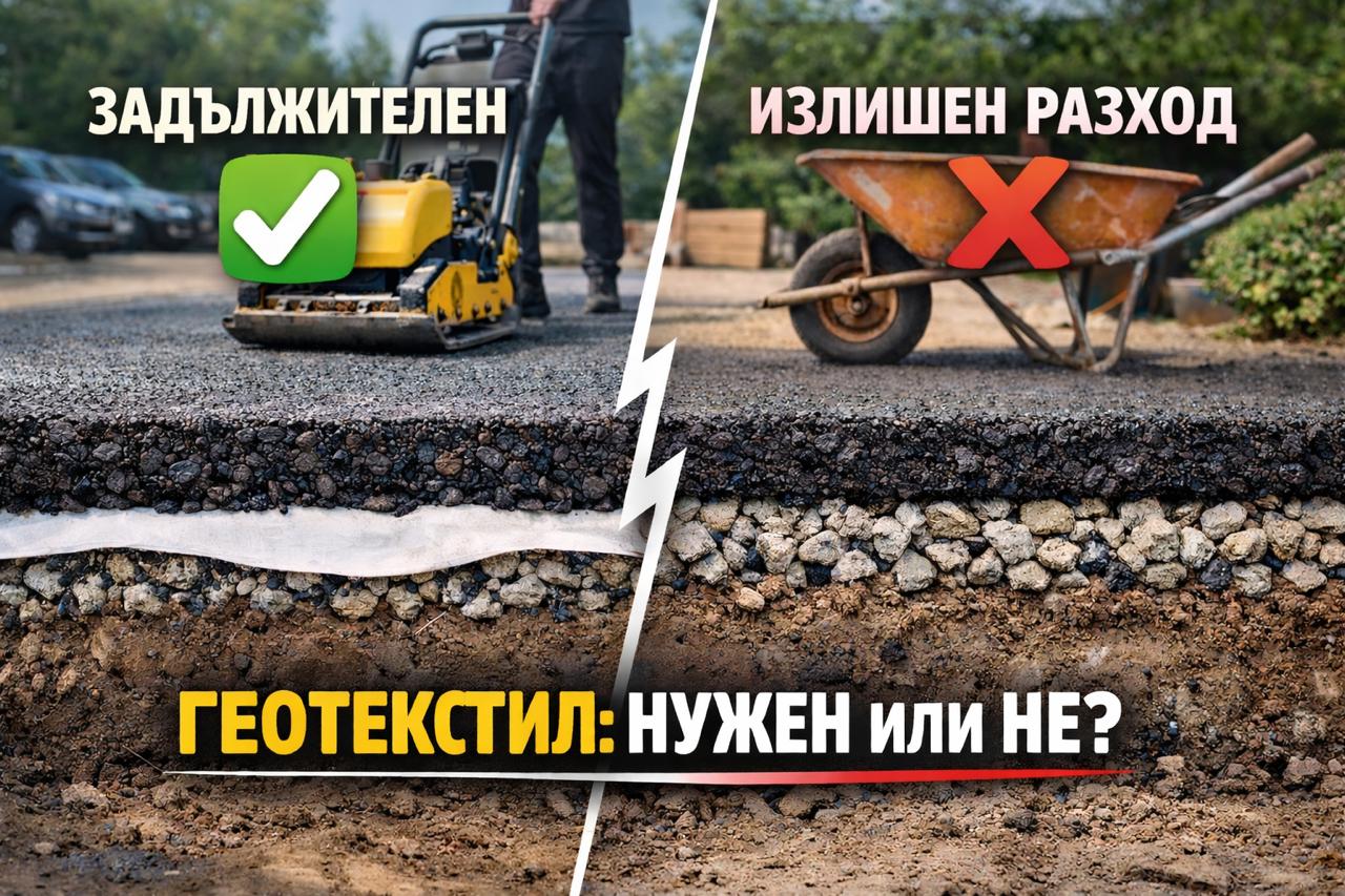 Геотекстил под асфалт – кога е задължителен и кога е излишен (сравнение на основа и слоеве)