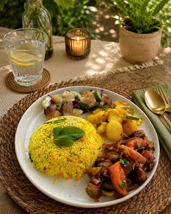 Sri Lankan rice dish served after a private riding holiday at Vonfidel Ranch