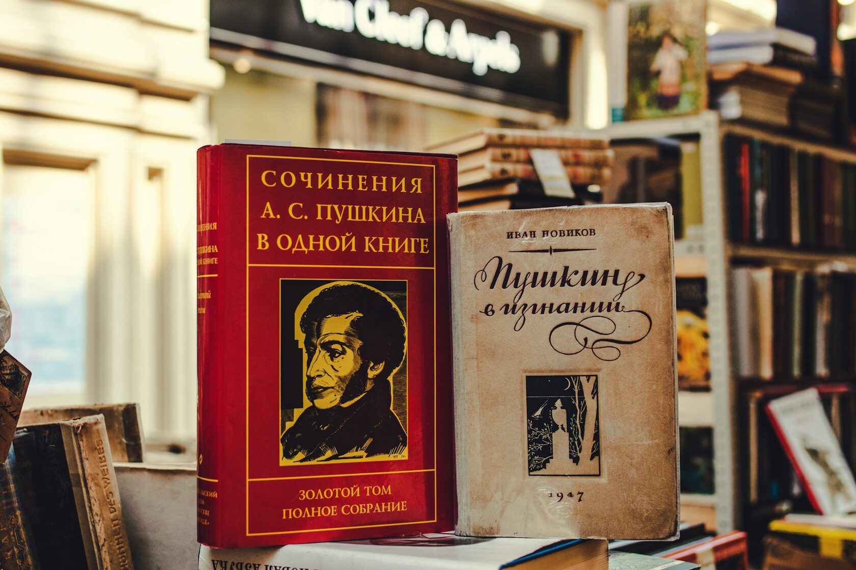 Russe Débutant — livres russes sur un bureau en bois