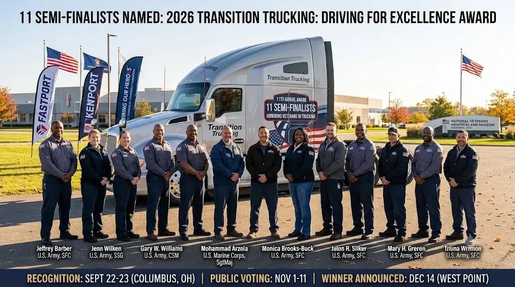 Military veterans in commercial trucking celebrated during the 2026 Transition Trucking award