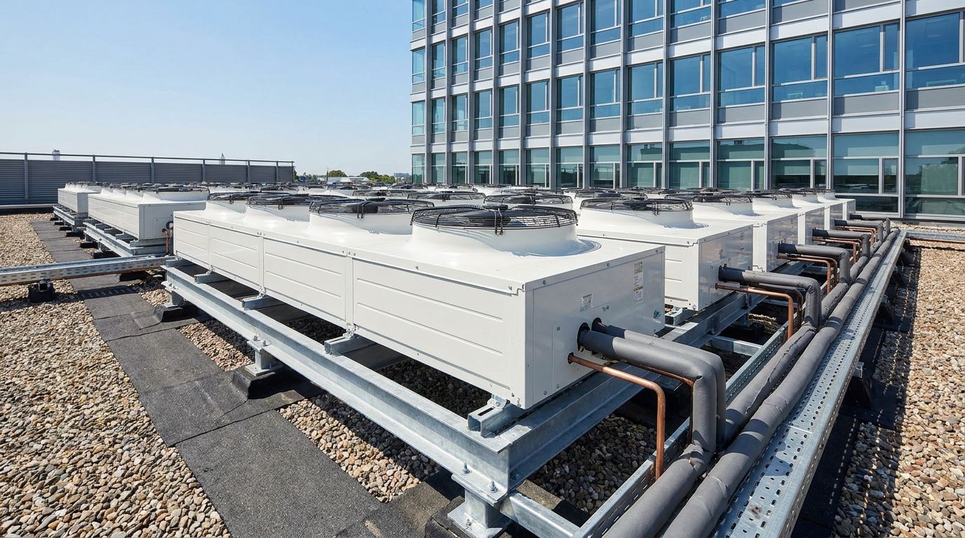 Наружные блоки VRF-системы на кровле офисного здания