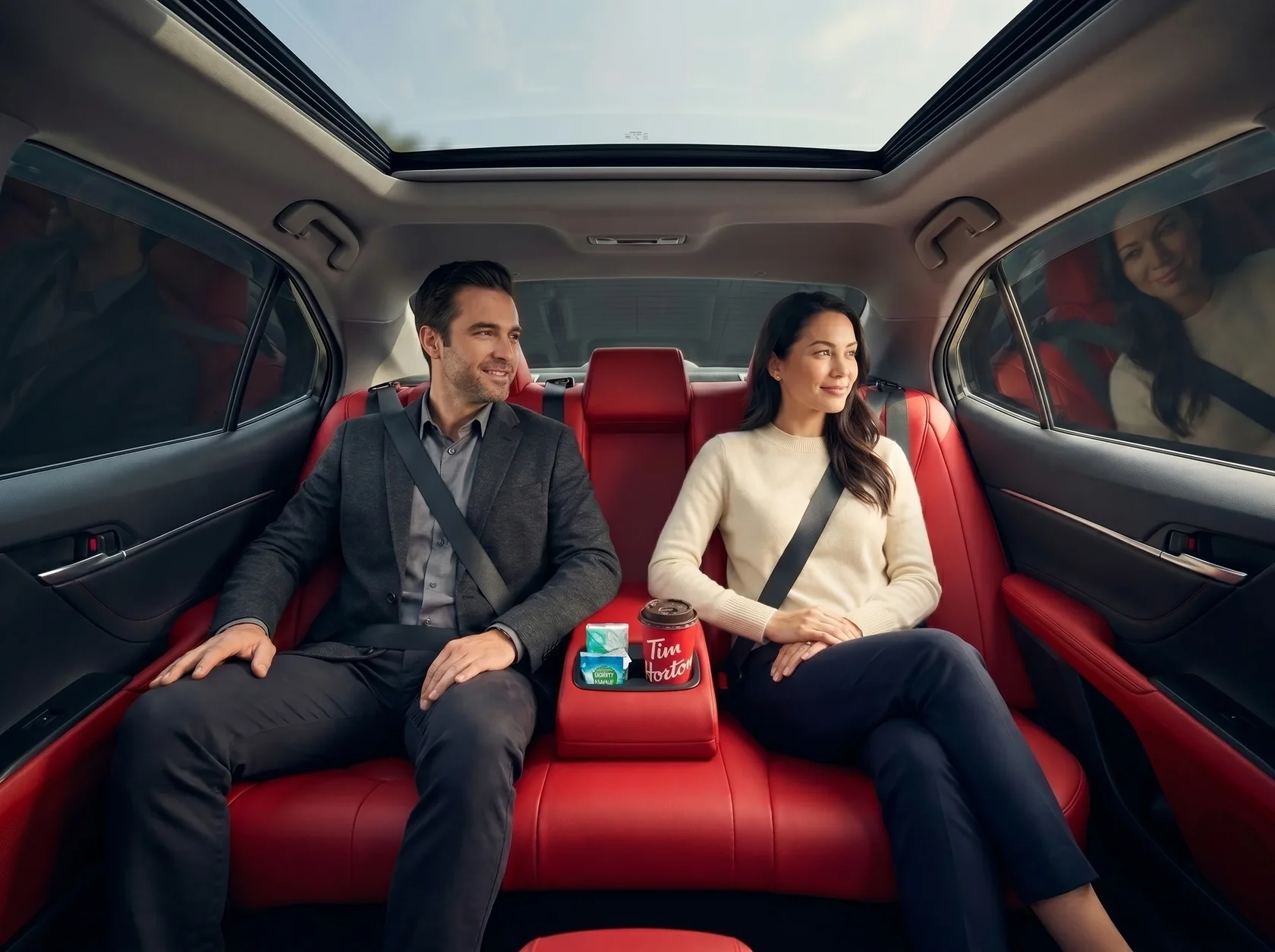 Premium red leather interior of Toyota Camry