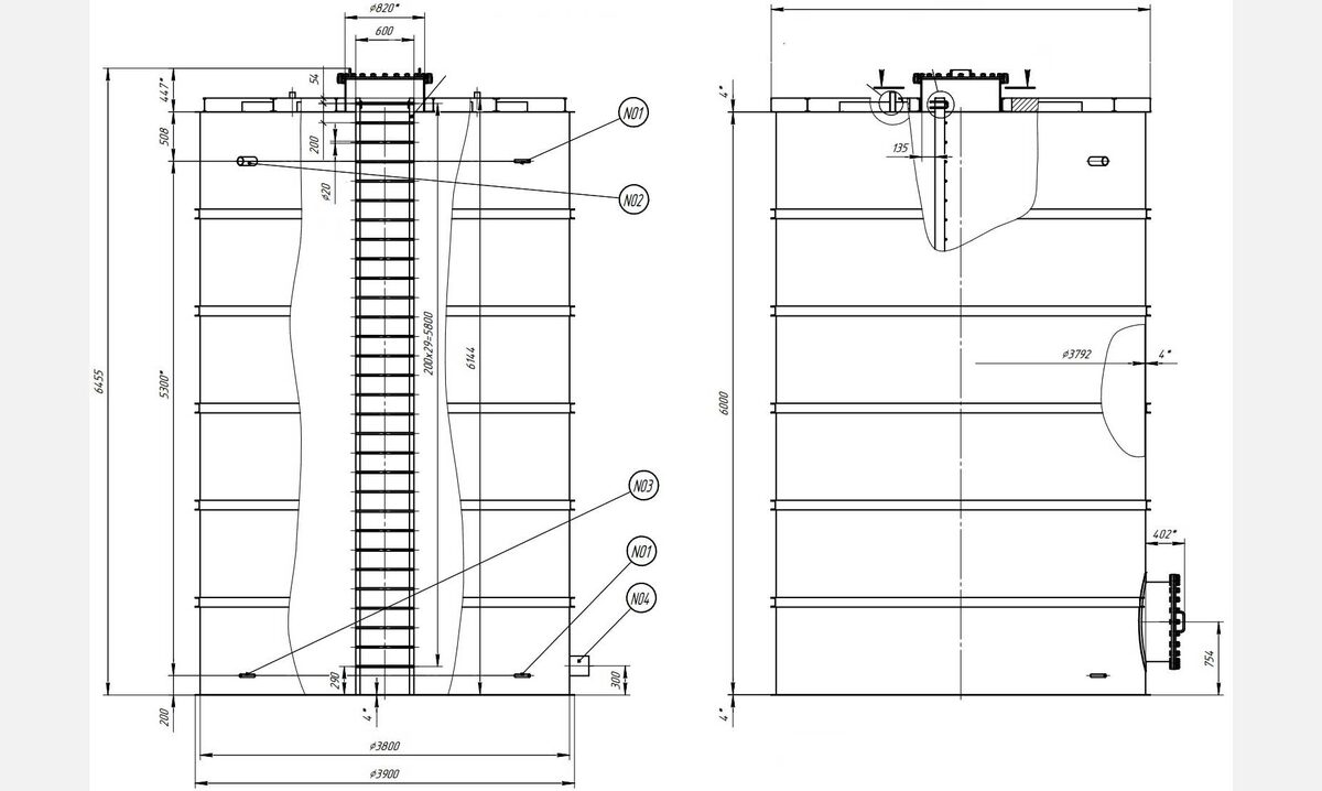 Tank Diffuser Drawing CO₂ Breathing Valves with Adsorbers for Water Tanks | Case Study