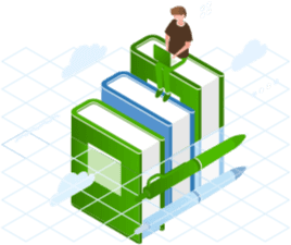 Мальчик сидит на книгах