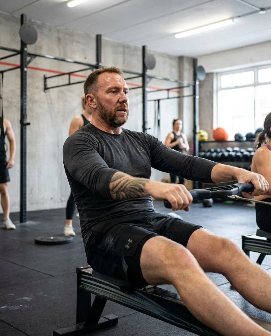 Maks training on a rowing machine