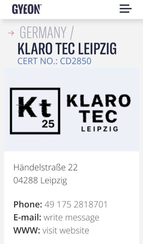 GYEON Zertifizierung KLARO TEC Leipzig