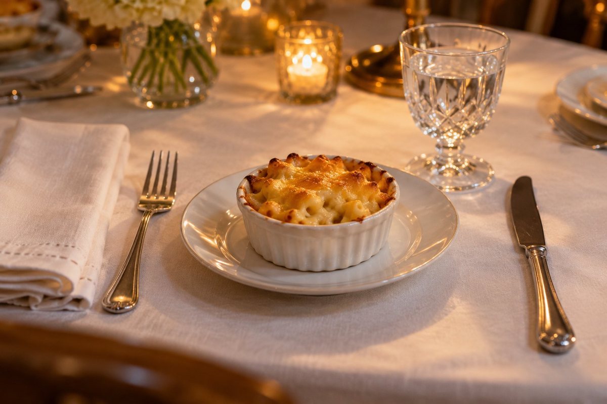 Illustration: creamy mac & cheese from the children's menu by private chef Marina Staver, Miami