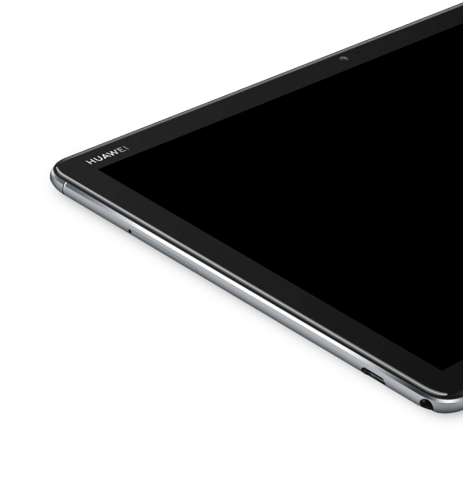 Black Huawei tablet, corner